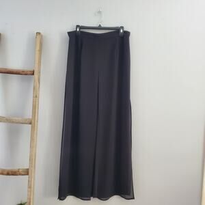 J.S. Edward Black Lightweight Sheer Panel Wide Leg Pants Size 14